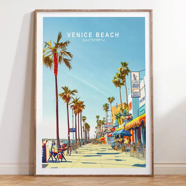 Venice Beach California Travel Poster, City Art Print