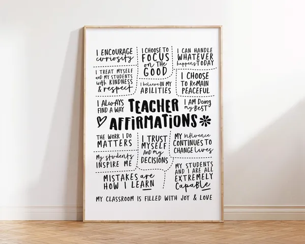 Teacher Daily Affirmations Poster, Positive Quote Art