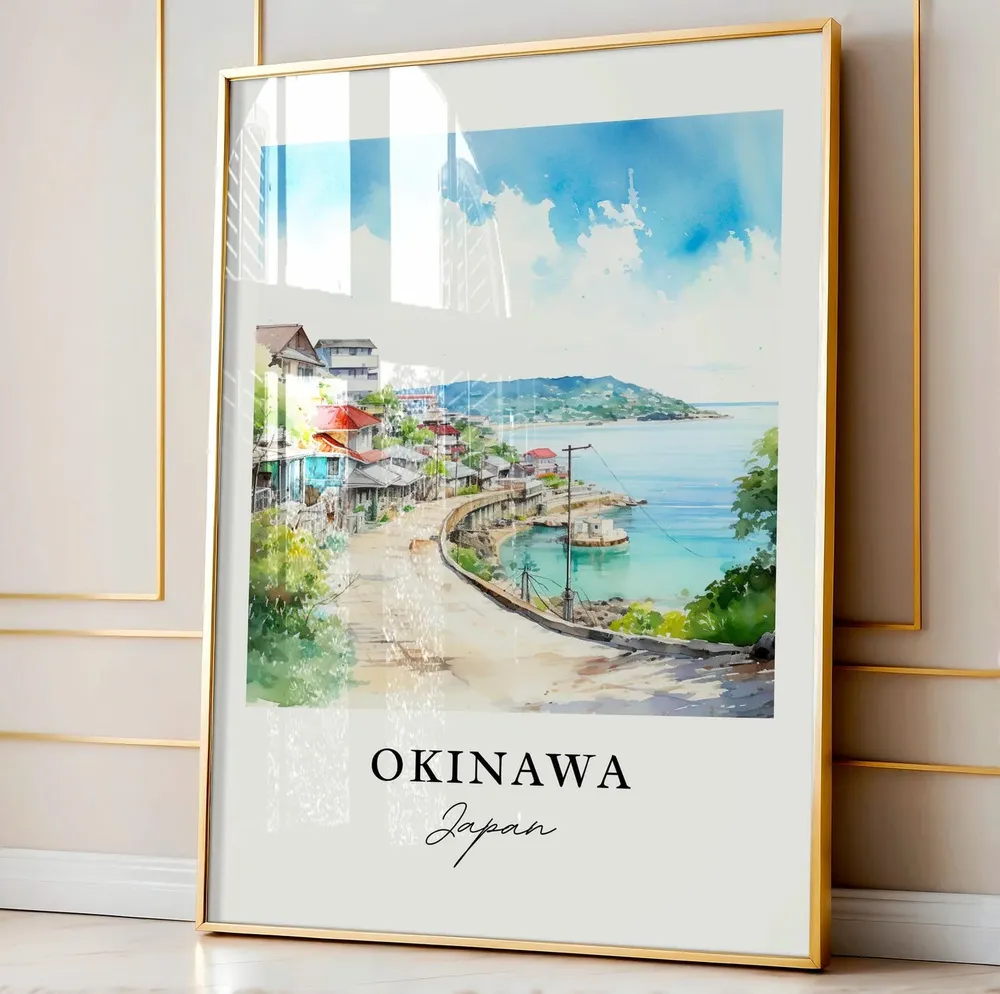 Okinawa Japan Travel Poster, Personalized Text - Image 4