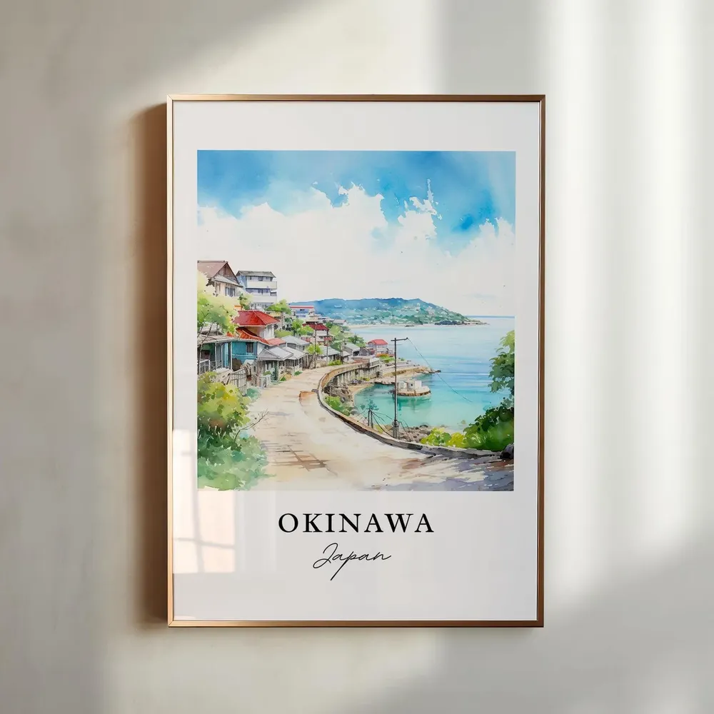 Okinawa Japan Travel Poster, Personalized Text