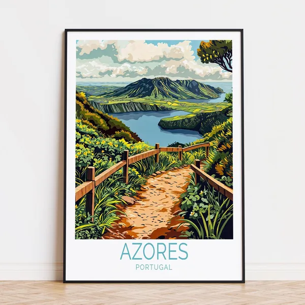 Azores Portugal Travel Poster, Home Decor