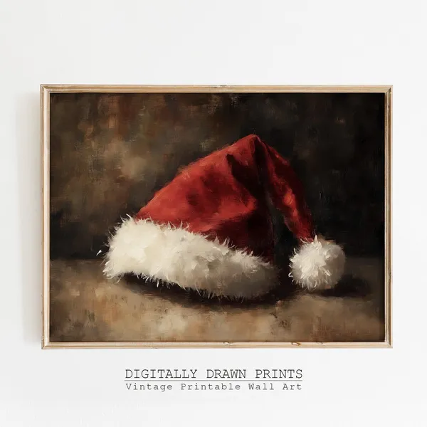 Vintage Christmas Santa Claus Still Life Art Print