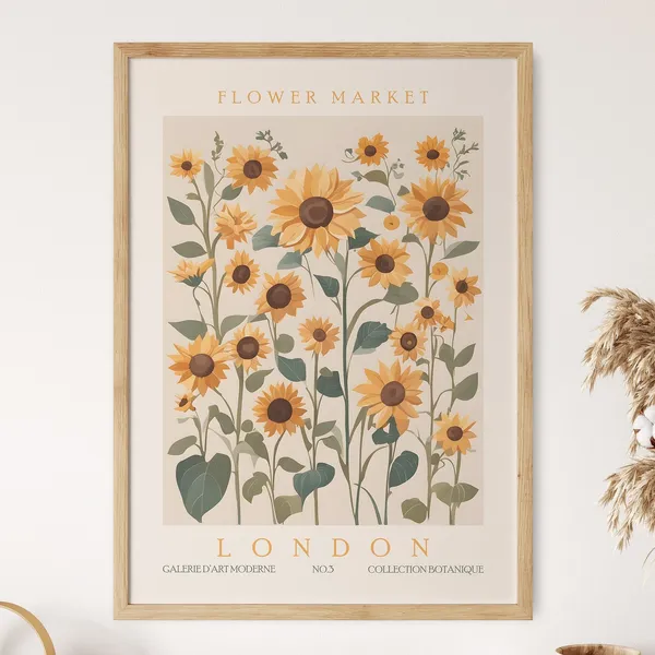 Flower Market Print London Retro Floral Poster