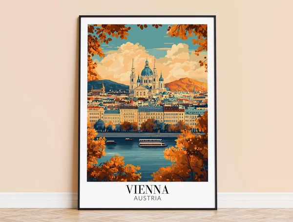 Vienna Vintage Travel Poster, Europe Wall Art