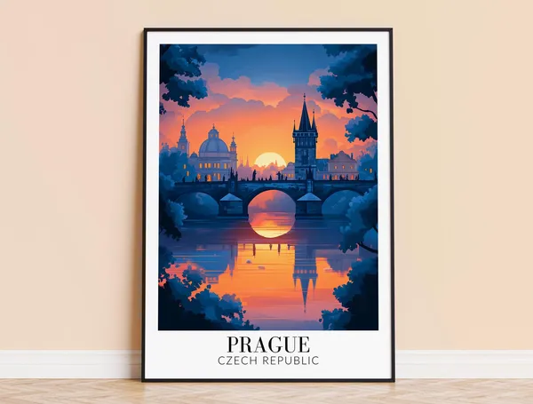 Prague Travel Poster, Czech Republic Wall Art