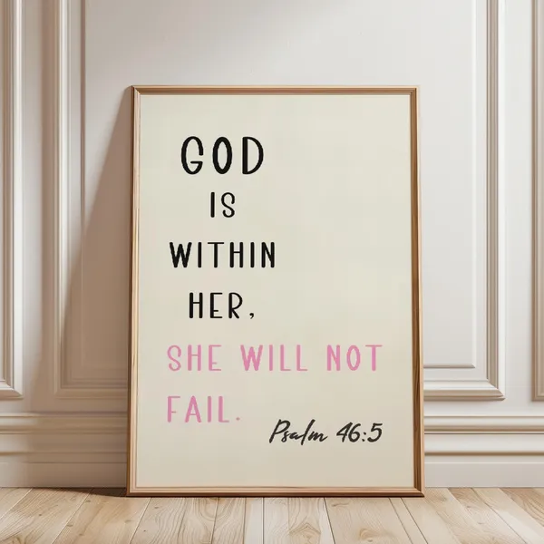 Girly Christian Bible Verse Faith Wall Art Print
