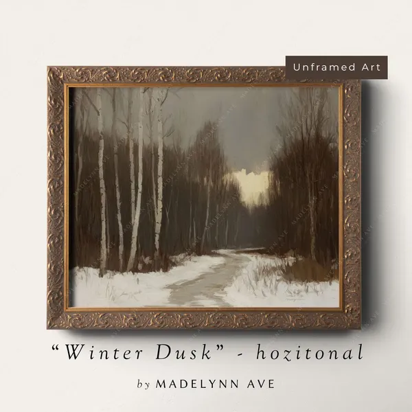 Snowy Winter Path Art Print, Neutral Christmas Decor