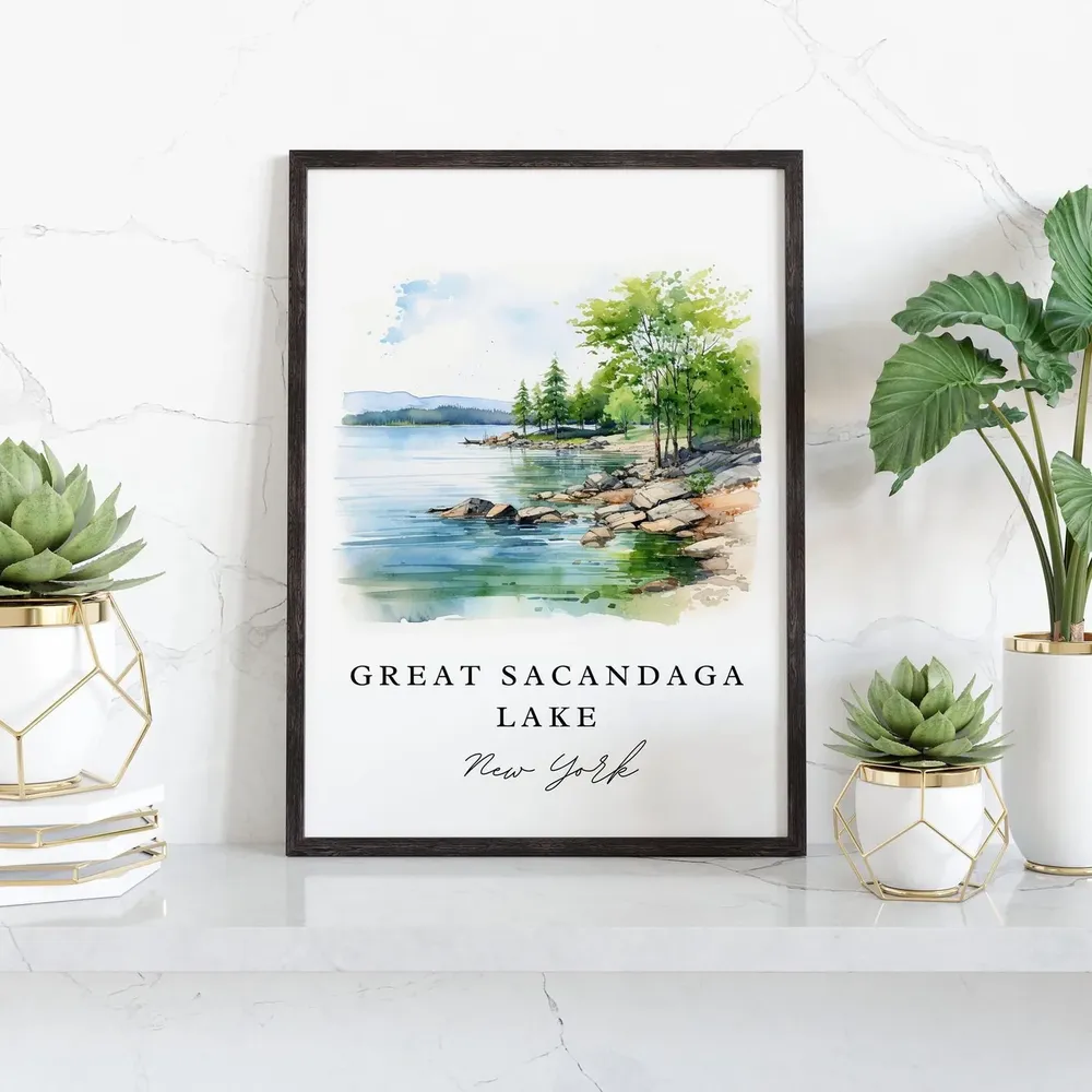 Sacandaga Lake New York Travel Poster, Custom Text - Image 2