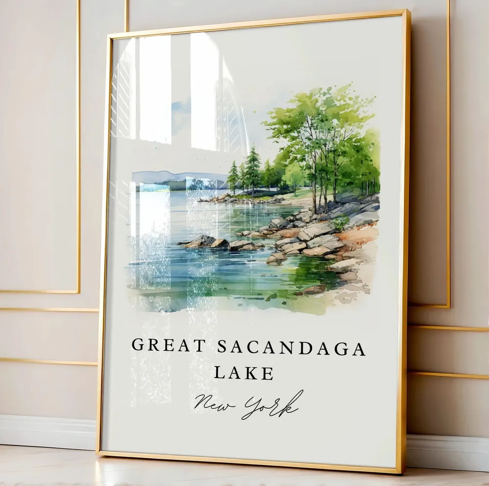 Sacandaga Lake New York Travel Poster, Custom Text - Image 3