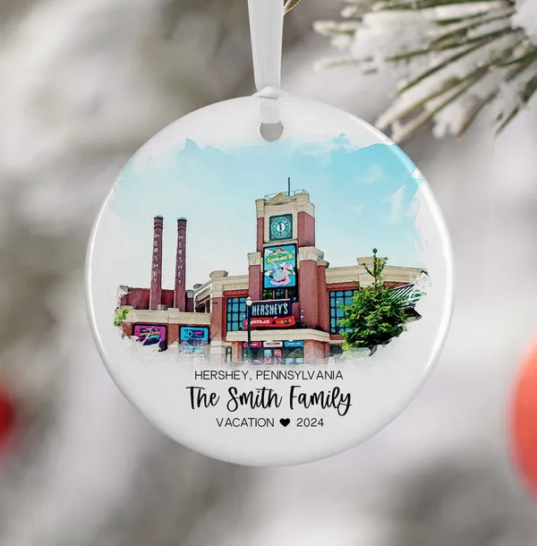 Hershey Pennsylvania Ornament Watercolor Travel Poster