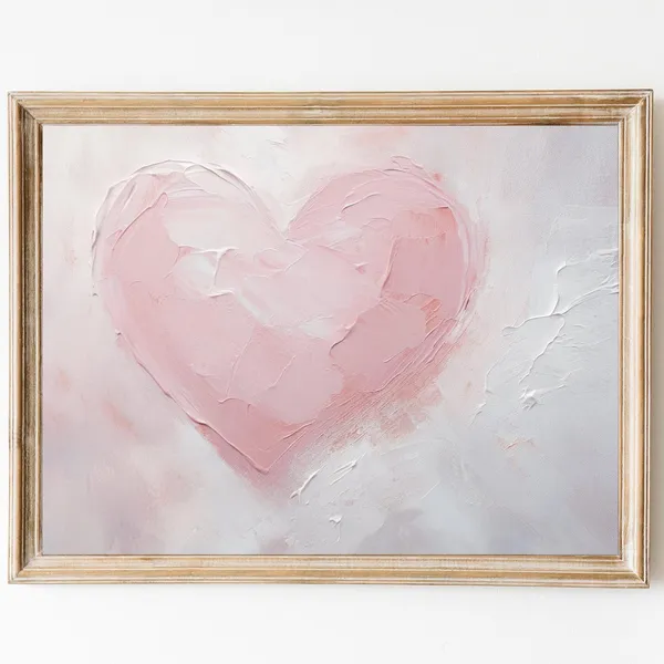 Valentines Day Pink Heart Vintage Art Print