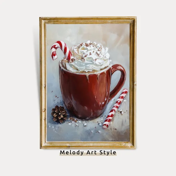 Christmas Hot Cocoa Art Print, Festive Mug Drink