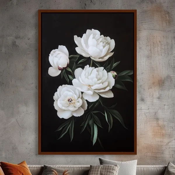 White Peonies, Elegant Floral Wall Art Print
