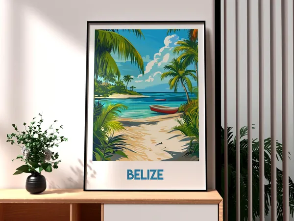 Belize Travel Poster, Coast and Barrier Reef