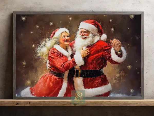 Mrs Claus and Jolly Santa Christmas Art Print