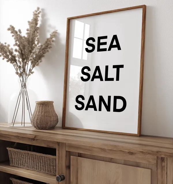 Sea Salt Sand Black And White Holiday Poster