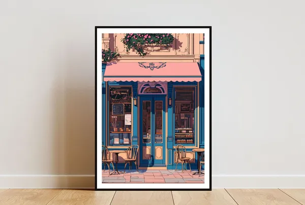 Vintage Coffee Shop Poster, Cafe Wall Art Print