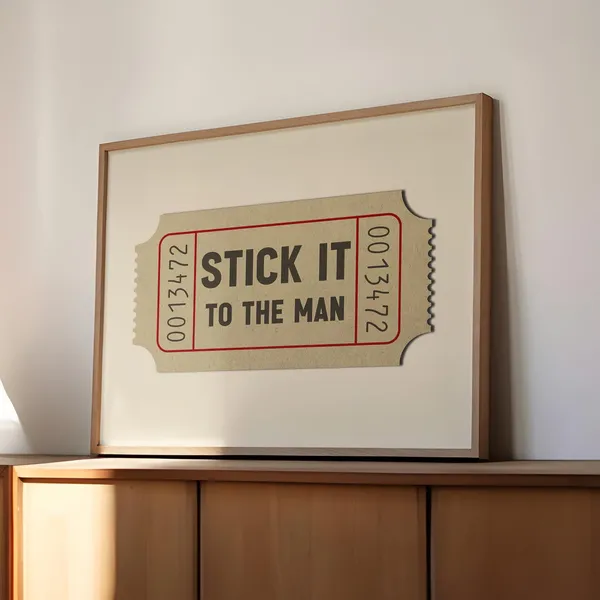 Vintage Ticket Art Print, Rebellious Home Office Decor