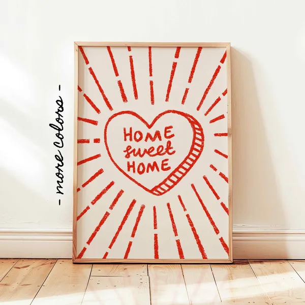 Home Sweet Home Heart Quote Retro Poster