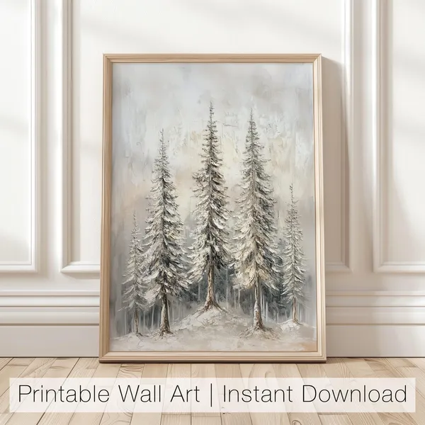 Pine Tree Winter Forest Abstract Landscape Art Print