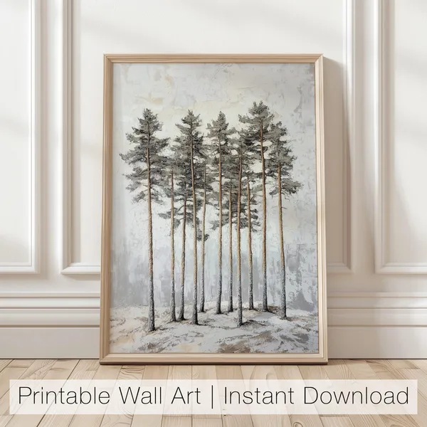 Winter Pine Trees Minimalist Forest Art Print