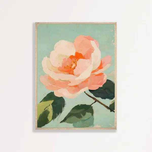 Retro Flower Print, Minimalist Vintage Floral Poster