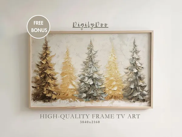 Christmas Winter Pine Trees, Rustic Holiday Art Print