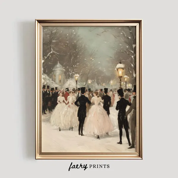 Victorian Winter Ball Vintage Holiday Art Print