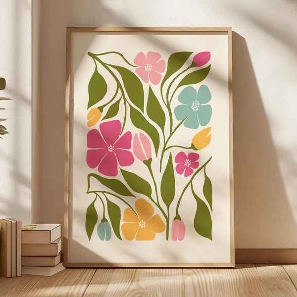 Colourful Abstract Flower Print, Modern Botanical Art