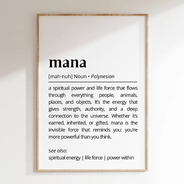 Mana Definition Minimalist Hawaiian Life Force Art Print
