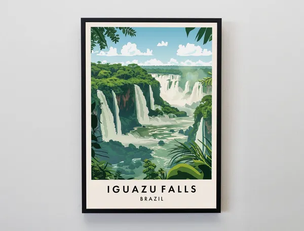 Iguazu Falls Travel Poster, South America View