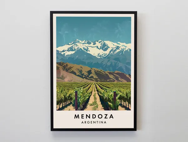 Mendoza Argentina Travel Poster, South America