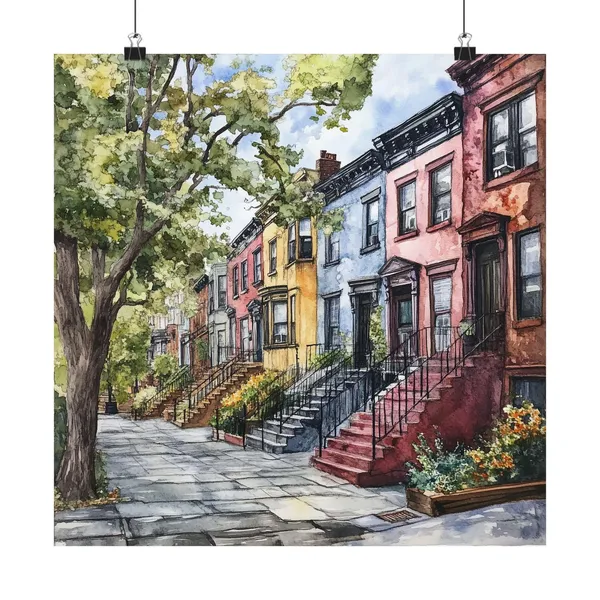 Brooklyn New York City Streetscape Travel Poster