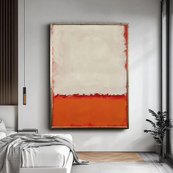 Mark Rothko-Inspired Minimalist Red and White Art Print