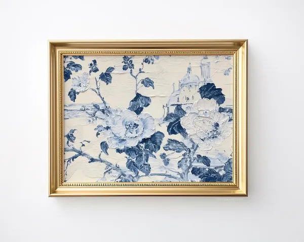 Vintage Floral Toile Landscape Art Print
