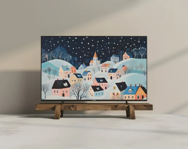 Christmas Village Vintage Holiday Landscape Art Print