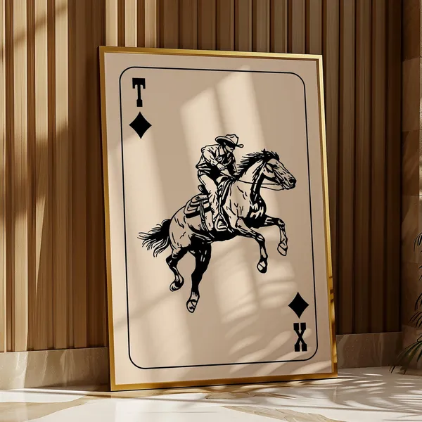 Western Cowboy Playing Card Art Print, Texas