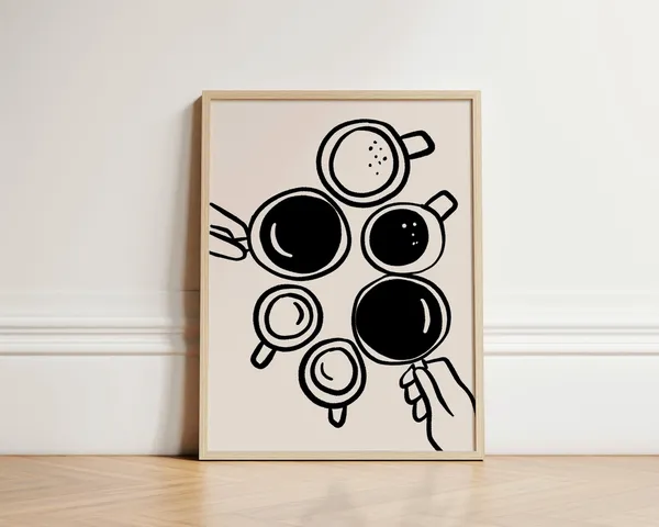 Coffee Mugs Art Print, Barista Kitchen Poster