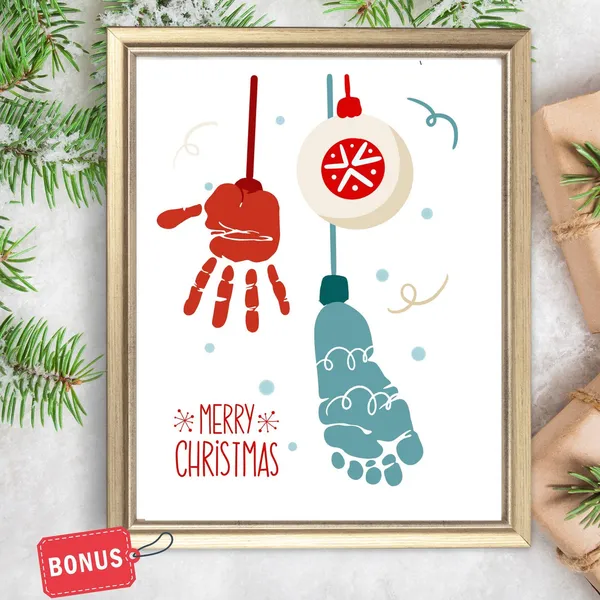 Christmas Handprint Art Craft Holiday Ornament Print
