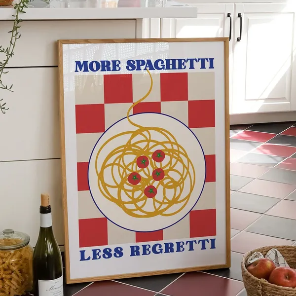 Pasta Kitchen Print, Retro Italian Food Poster