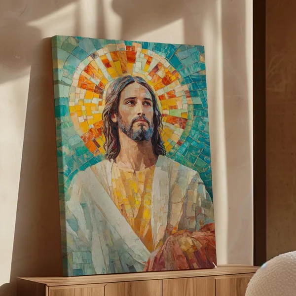 Jesus Mosaic Art, Vibrant Christian Faith Poster