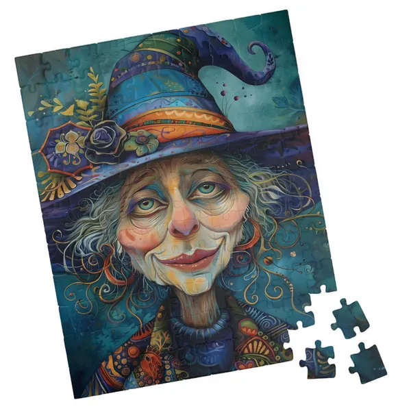 Sybil Silly Witch Halloween Puzzle Art Print