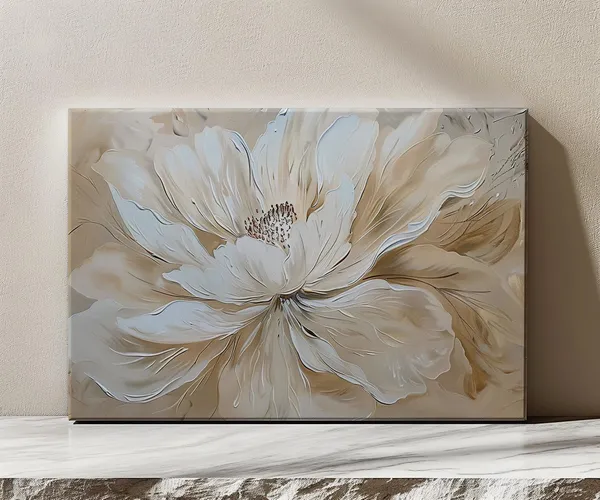 Vintage Peony Flower Painting, Farmhouse Botanical Art