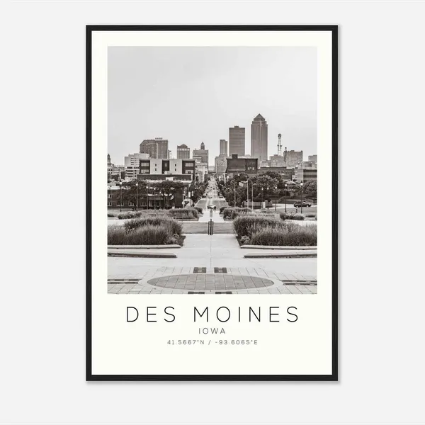 Des Moines Iowa Minimalist Travel Poster, Art Print