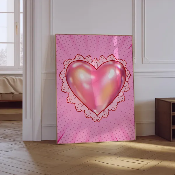 Coquette Aesthetic Balletcore Pink Heart Art Print