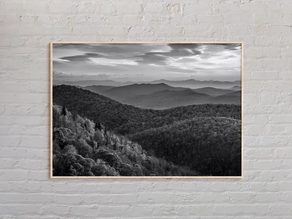 Black And White Blue Ridge Mountains Art Print