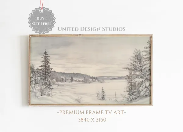 Winter Snow Landscape Art Print, Holiday Decor
