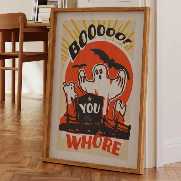 Funny Halloween Retro Art Print, Kitchen Wall Decor