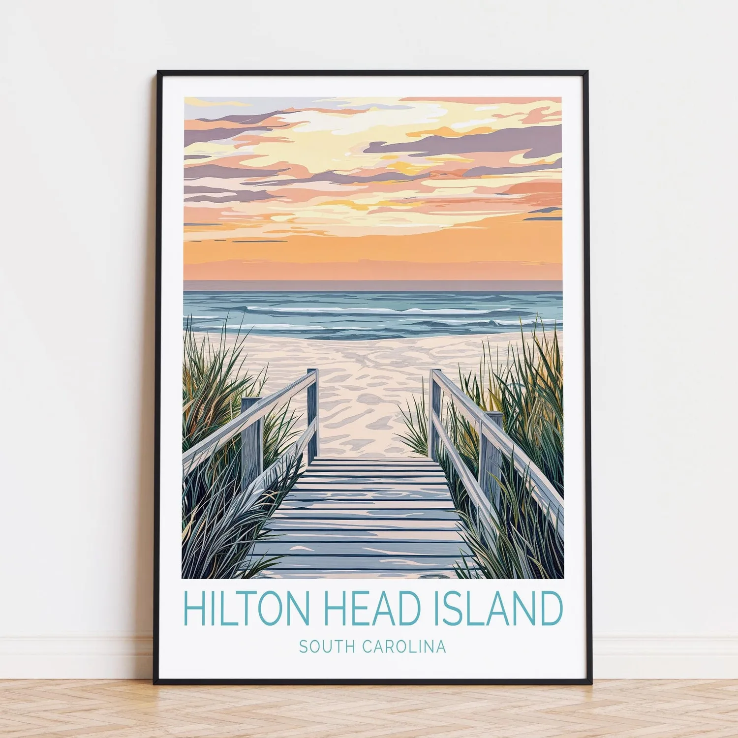 Hilton Island Travel Poster, South Carolina Wall Art