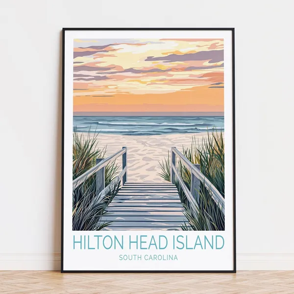 Hilton Island Travel Poster, South Carolina Wall Art